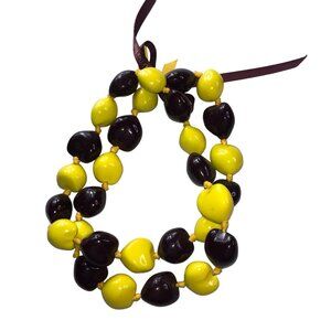 O'DEA High School Graduation Beaded Necklace Yellow Maroon Hawaiian Kukui